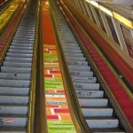 Metro advertisement, balustrade Deák square